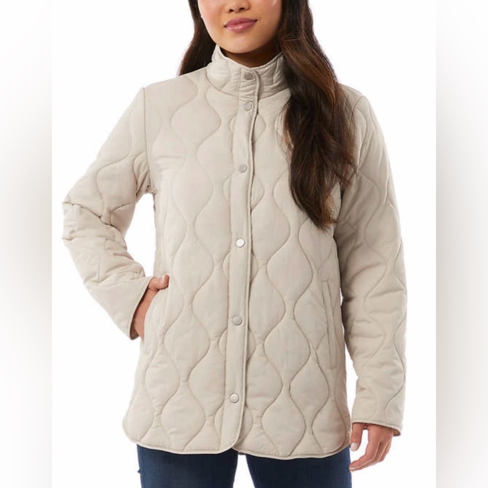 NWT 32 Degrees Women's Quilted Coat Snap Jacket in White Size L